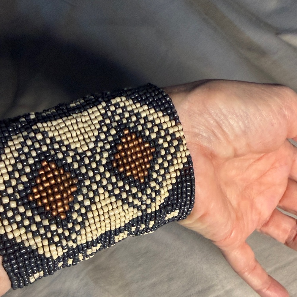 Beaded Geometric Cuff Bracelet - image 3